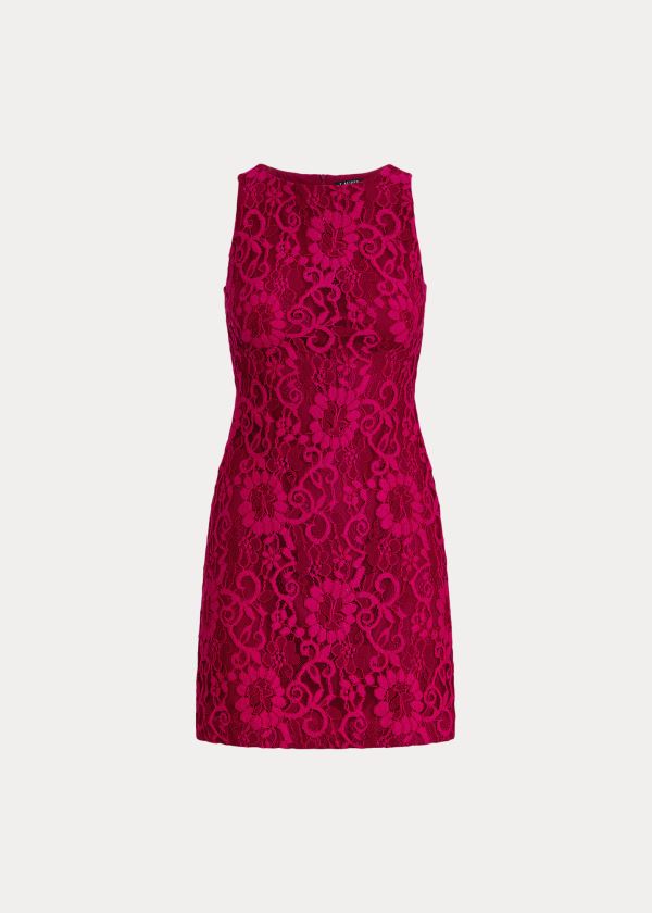 Vestidos Ralph Lauren Mujer Vino / Rosas - Lace Sleeveless - KUVZB4973